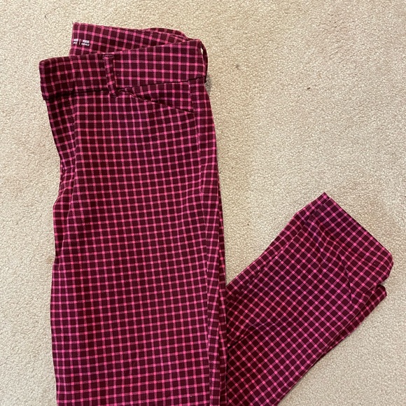 Burgundy & pink checkered pants in size 6 - Picture 1 of 4